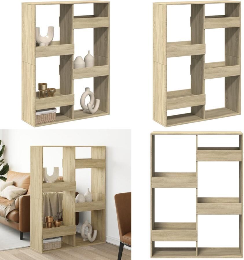 VidaXL Kamerscherm 100x33x135 cm bewerkt hout sonoma eikenkleurig Kamerscherm Kamerschermen Scheidingswand Kamerverdeler