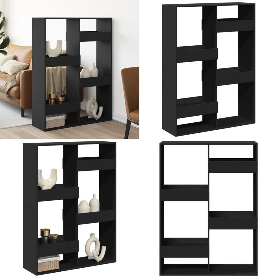 VidaXL Kamerscherm 100x33x135 cm bewerkt hout zwart Kamerscherm Kamerschermen Scheidingswand Kamerverdeler