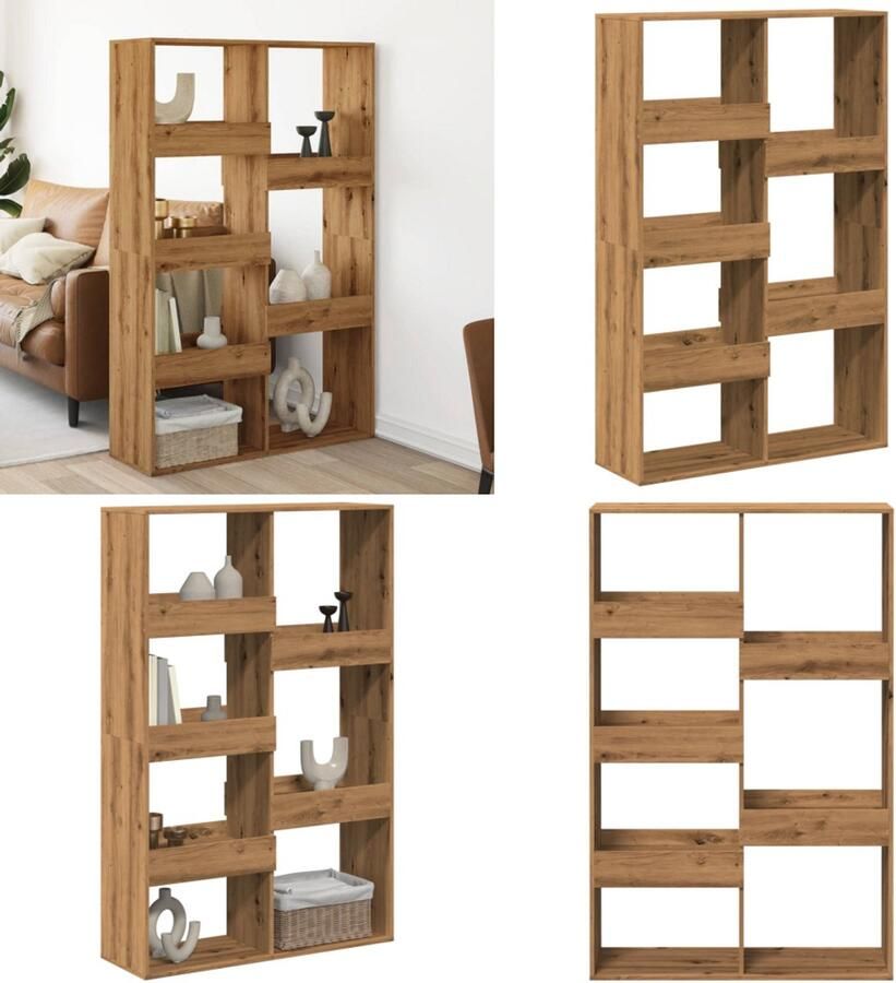 VidaXL Kamerscherm 100x33x155 5 cm bewerkt hout artisanaal eikenkleur Kamerscherm Kamerschermen Scheidingswand Kamerverdeler