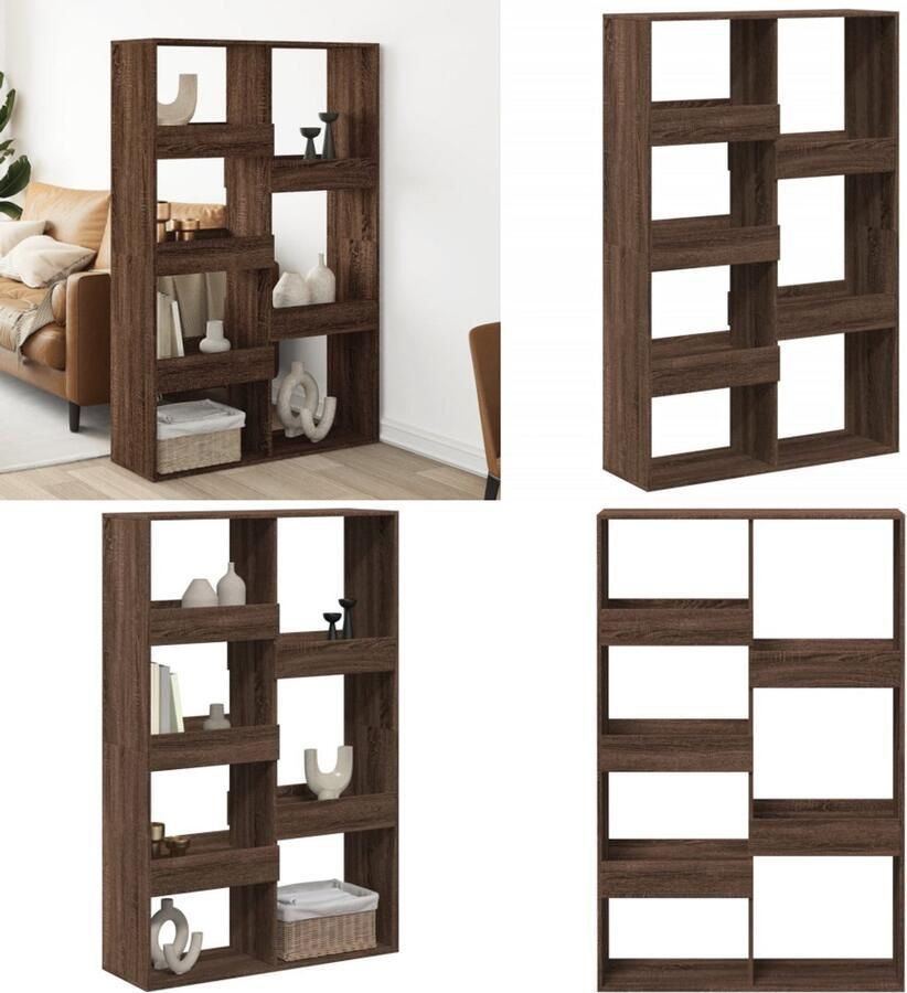 VidaXL Kamerscherm 100x33x155 5 cm bewerkt hout bruin eikenkleurig Kamerscherm Kamerschermen Scheidingswand Kamerverdeler