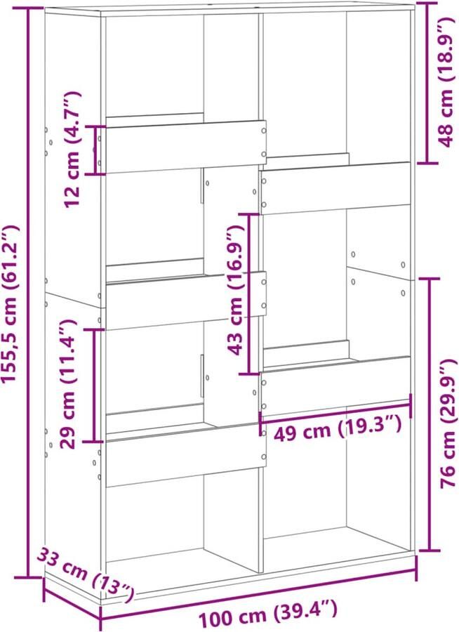 VidaXL Kamerscherm 100x33x155 5 cm bewerkt hout oud houtkleurig