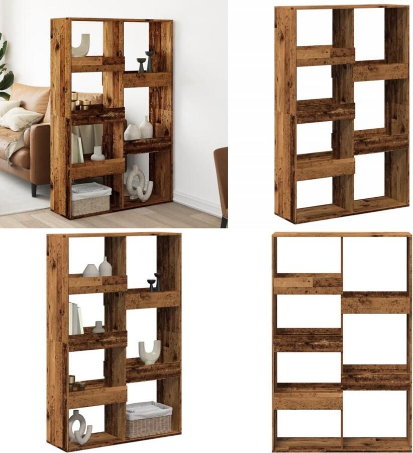 VidaXL Kamerscherm 100x33x155 5 cm bewerkt hout oud houtkleurig Kamerscherm Kamerschermen Scheidingswand Kamerverdeler