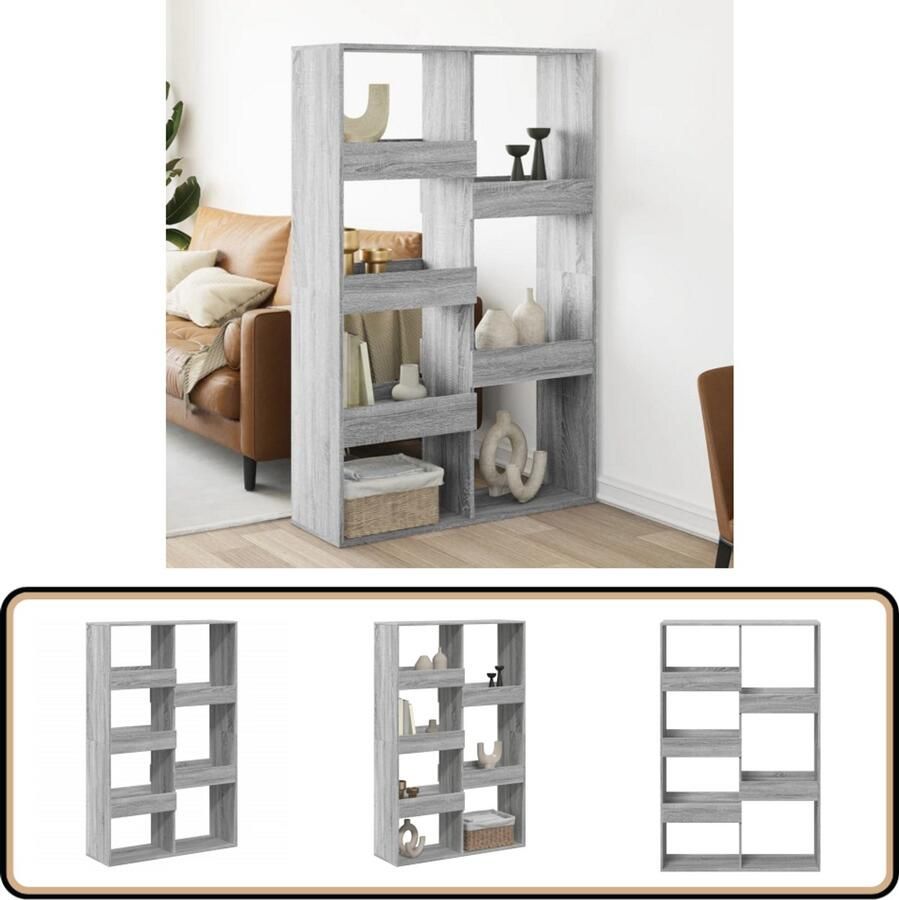 VidaXL Kamerscherm 100x33x155 5 cm Grijs Sonoma Eiken Kamerscherm Kamerschermen Scheidingswand Kamerverdeler