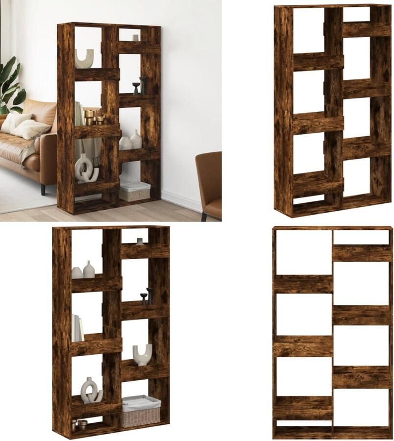 VidaXL Kamerscherm 100x33x175 cm bewerkt hout gerookt eikenkleurig - Foto 3