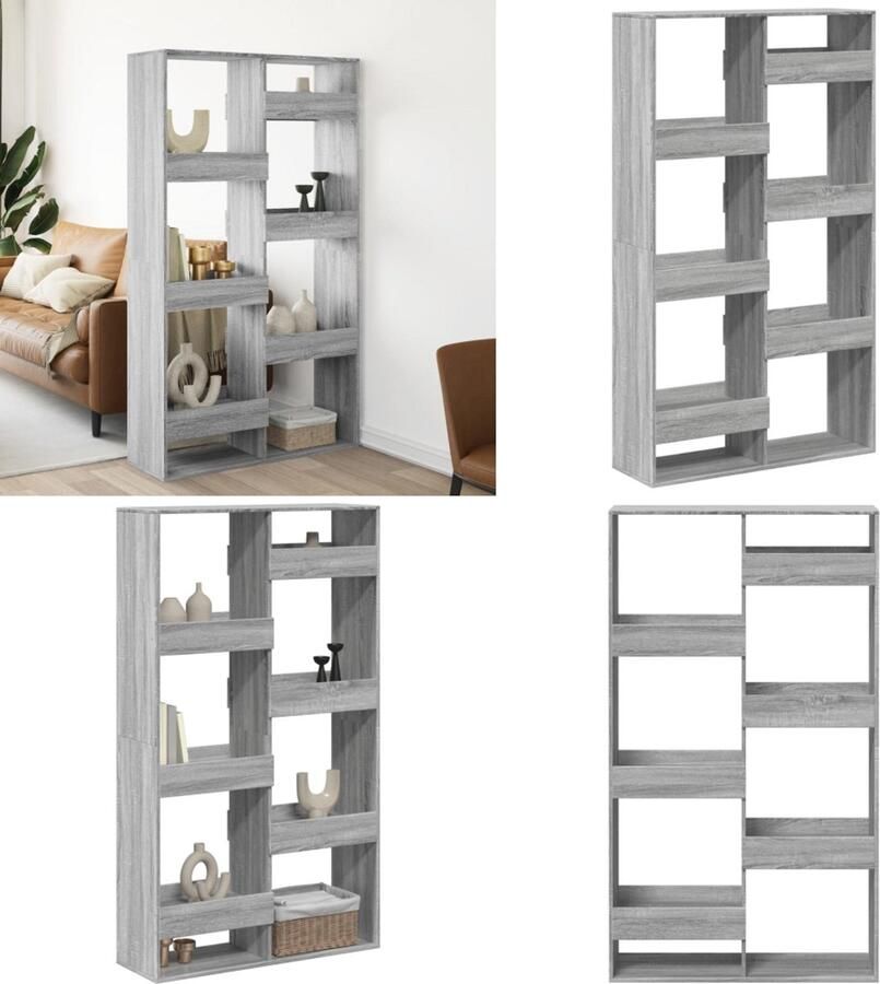 VidaXL kamerscherm 100x33x175 cm bewerkt hout grijs sonoma eikenkleur Kamerscherm Kamerschermen Scheidingswand Kamerverdeler