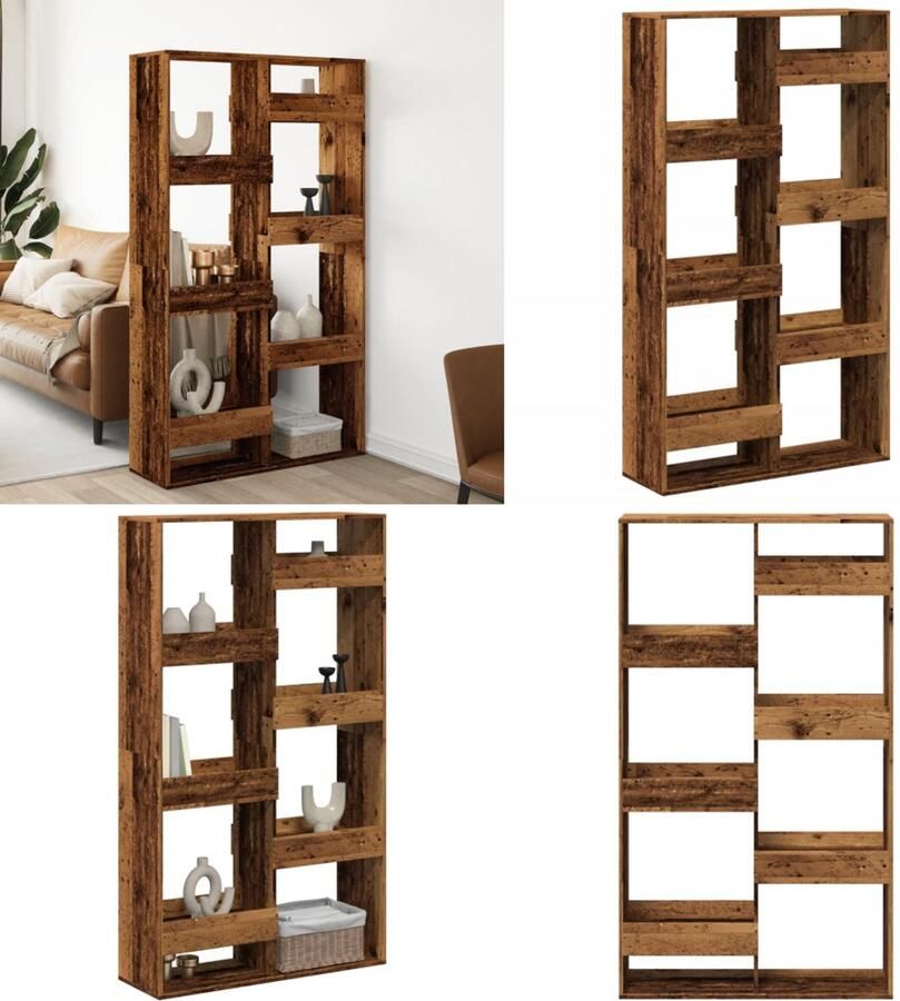 VidaXL Kamerscherm 100x33x175 cm bewerkt hout oud houtkleurig