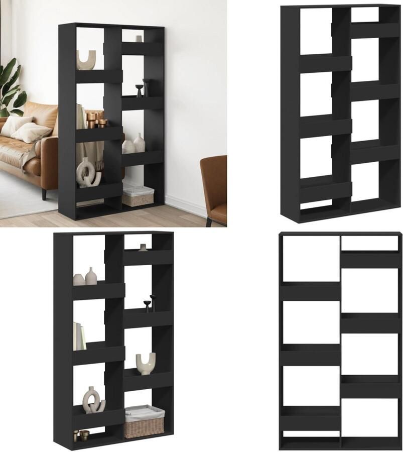 VidaXL Kamerscherm 100x33x175 cm bewerkt hout zwart Kamerscherm Kamerschermen Scheidingswand Kamerverdeler