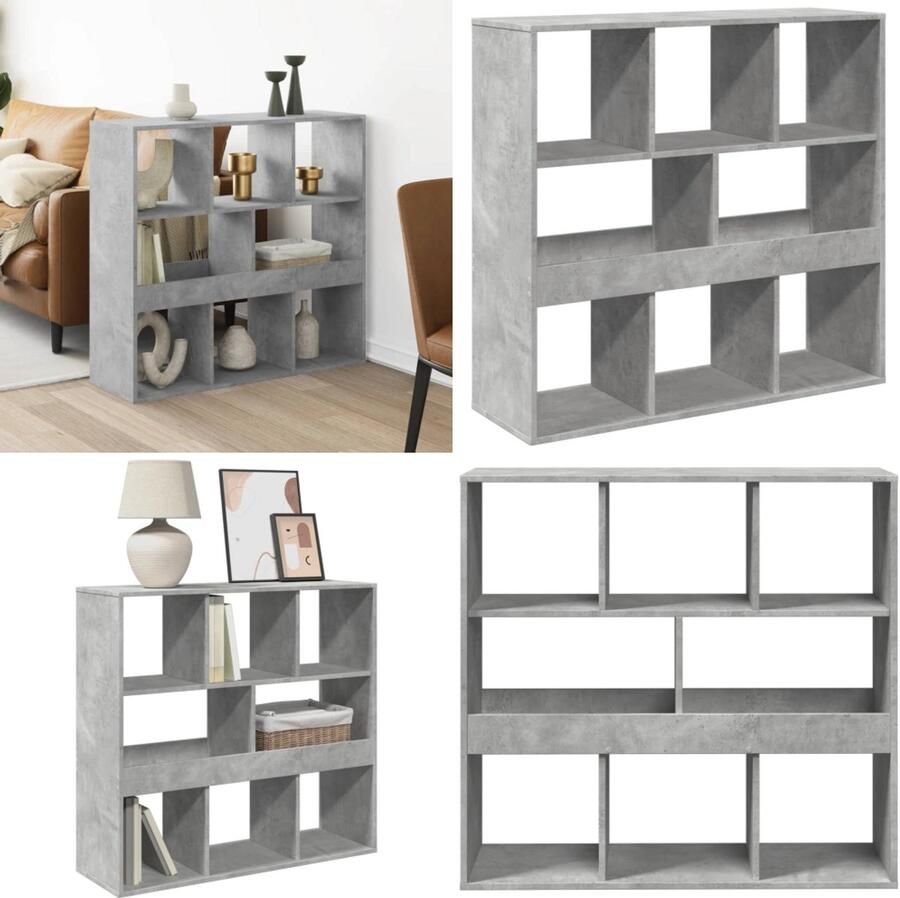 VidaXL Kamerscherm 100x33x94 5 cm bewerkt hout betongrijs Kamerscherm Kamerschermen Privacy Scherm Privacyscherm