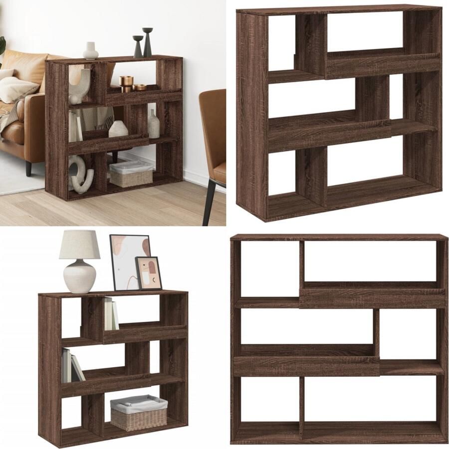 VidaXL Kamerscherm 100x33x94 5 cm bewerkt hout bruin eikenkleurig Kamerscherm Kamerschermen Scheidingswand Kamerverdeler