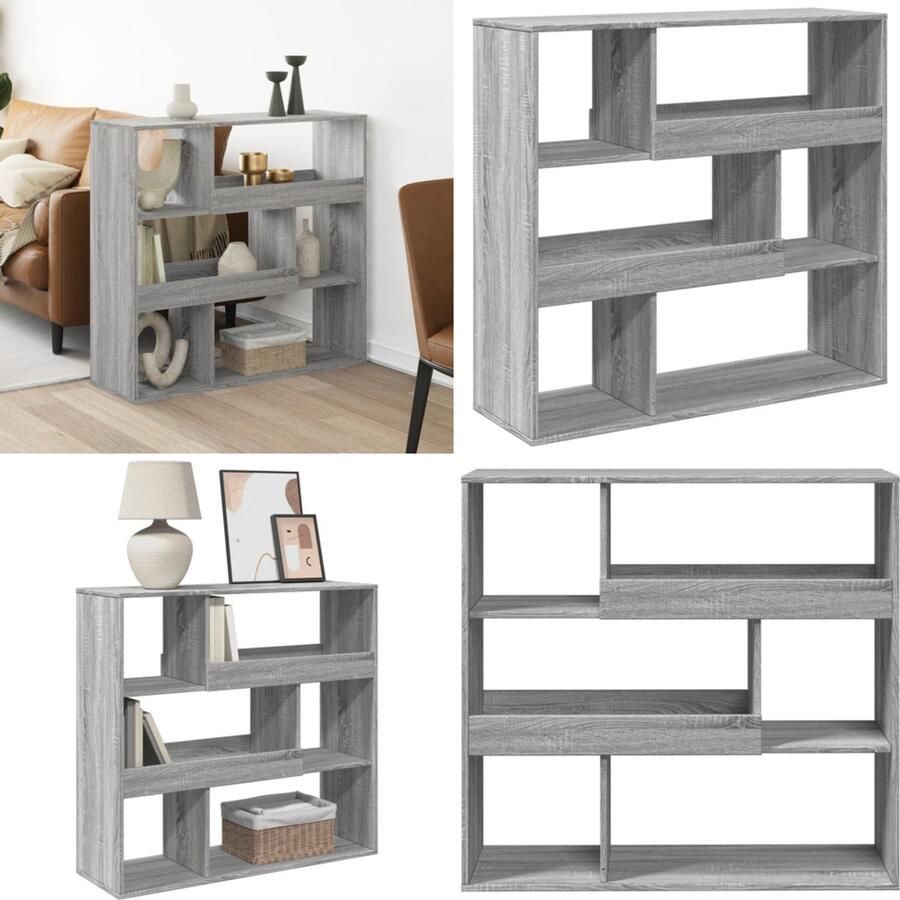 VidaXL Kamerscherm 100x33x94 5 cm bewerkt hout grijs sonoma eikenkleur Kamerscherm Kamerschermen Scheidingswand Kamerverdeler