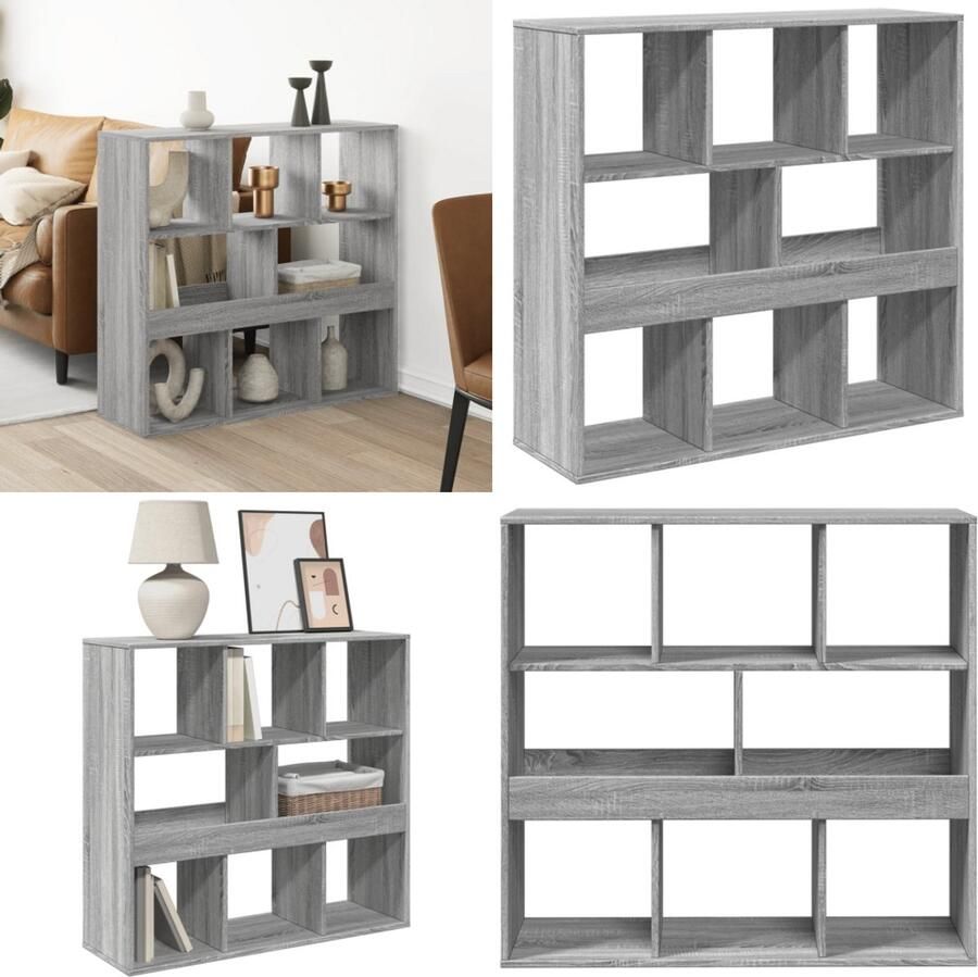 VidaXL Kamerscherm 100x33x94 5 cm bewerkt hout grijs sonoma eikenkleur Kamerscherm Kamerschermen Privacy Scherm Privacyscherm