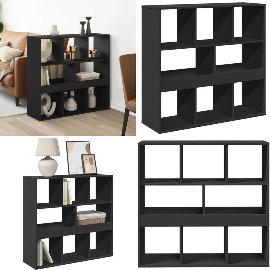 VidaXL Kamerscherm 100x33x94 5 cm bewerkt hout zwart Kamerscherm Kamerschermen Privacy Scherm Privacyscherm