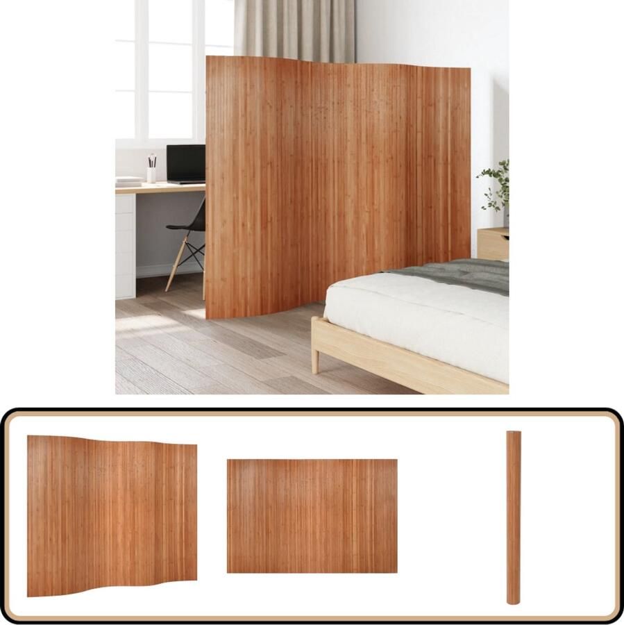 VidaXL Kamerscherm 165x250 cm Bamboe Bruin Bamboe Scheidingswand Kamerscherm Bamboe Houten Scheiding Wand Bamboe Partition Binnendecorelement