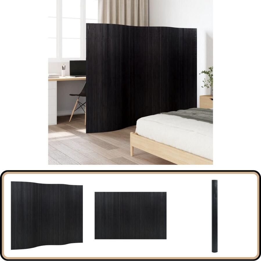 VidaXL Kamerscherm 165x250 cm Bamboe Zwart Kamerscherm Bamboe Zwart Wandafscheiding Privacy Screen Woonaccessoires Interieurdecoratie