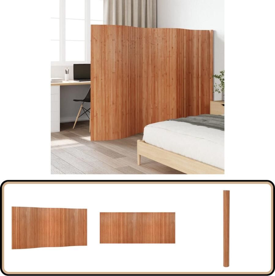 VidaXL Kamerscherm 165x400 cm Bamboe Bruin Bamboescherm Kamerscherm Wandafscheiding Privacy Screen Houten Scherm Woonaccessoires