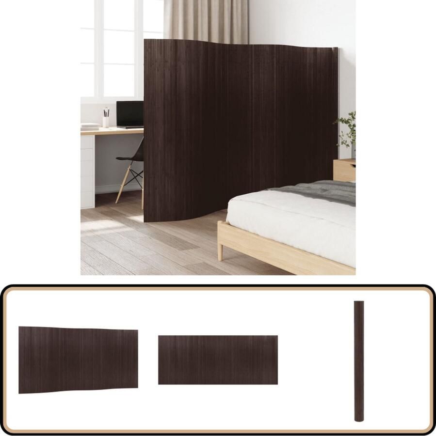 VidaXL Kamerscherm 165x400 cm Bamboe Donkerbruin Kamerscherm Bamboe Scherm Privacy Screen Scheidingswand Interieurdecoratie Woonaccessoires