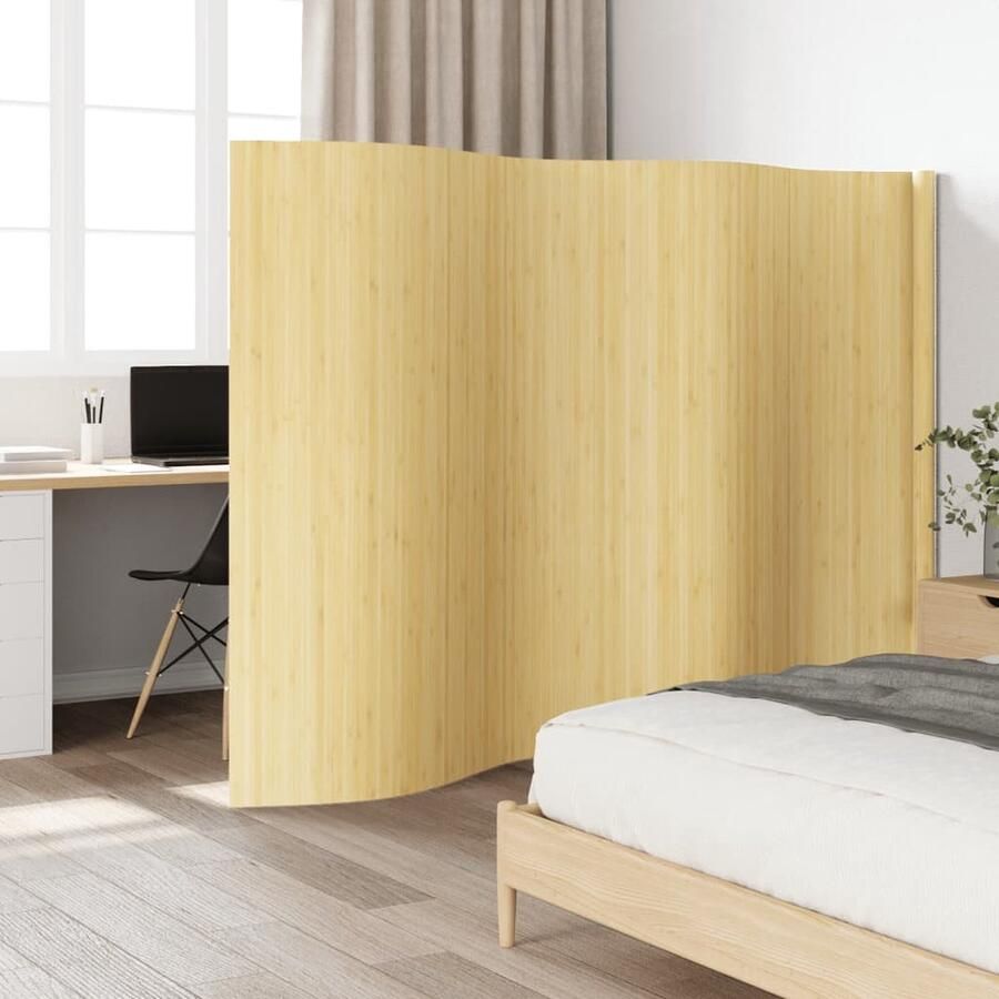 VidaXL Kamerscherm 165x400 cm Bamboe Licht Natuurlijk Kamerscherm Bamboe Scherm Privacy Screen Scheidingswand Interieurdecoratie Woonaccessoires Kamer Decoreren - Foto 2