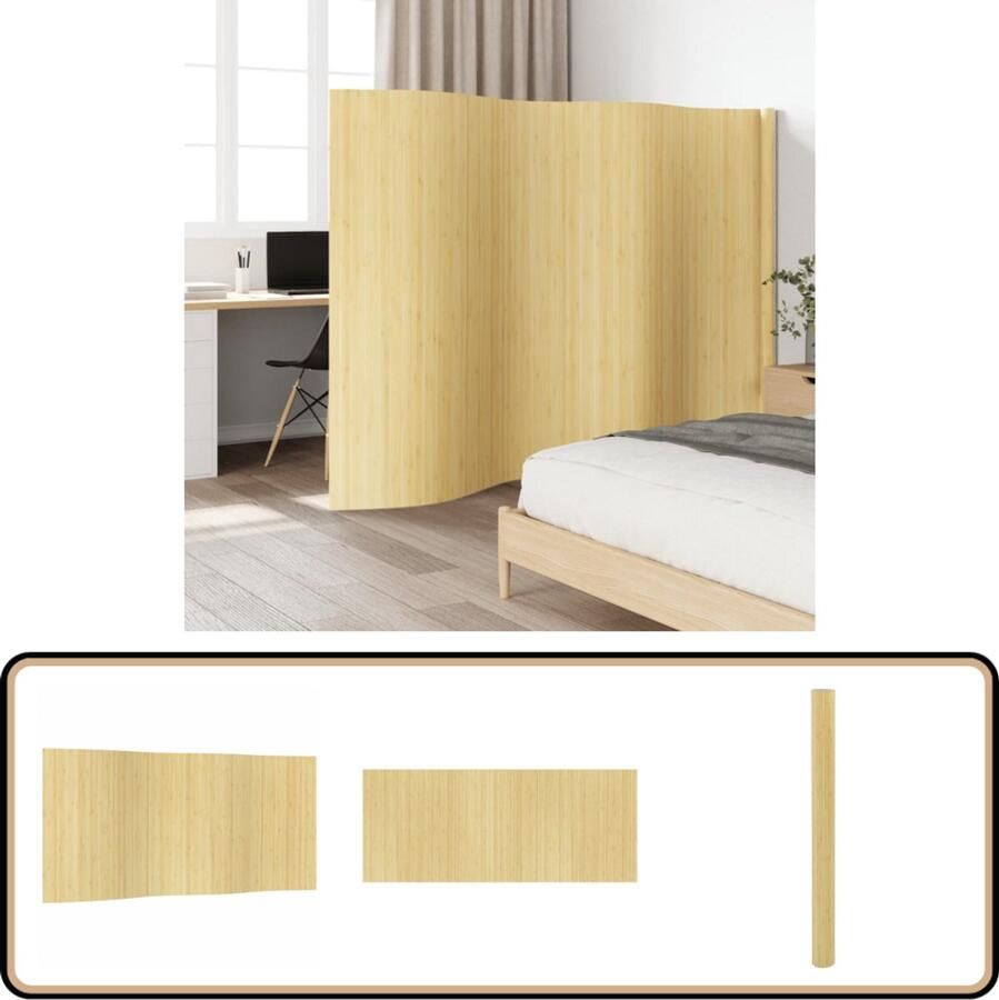 VidaXL Kamerscherm 165x400 cm Bamboe Licht Natuurlijk Kamerscherm Bamboe Scherm Privacy Screen Scheidingswand Interieurdecoratie Woonaccessoires Kamer Decoreren