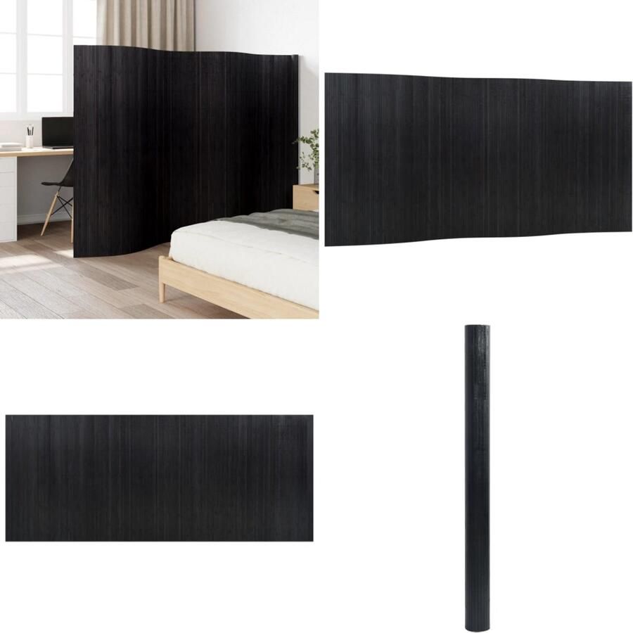 VidaXL Kamerscherm 165x400 cm bamboe zwart Kamerscherm Kamerschermen Privacy Scherm Privacyscherm