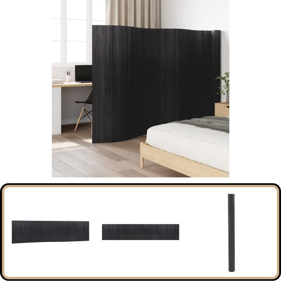 VidaXL Kamerscherm 165x800 cm bamboe grijs Bamboe Kamerscherm Kamerscheiding Wanddecoratie Privacy Screen Houten Schermen