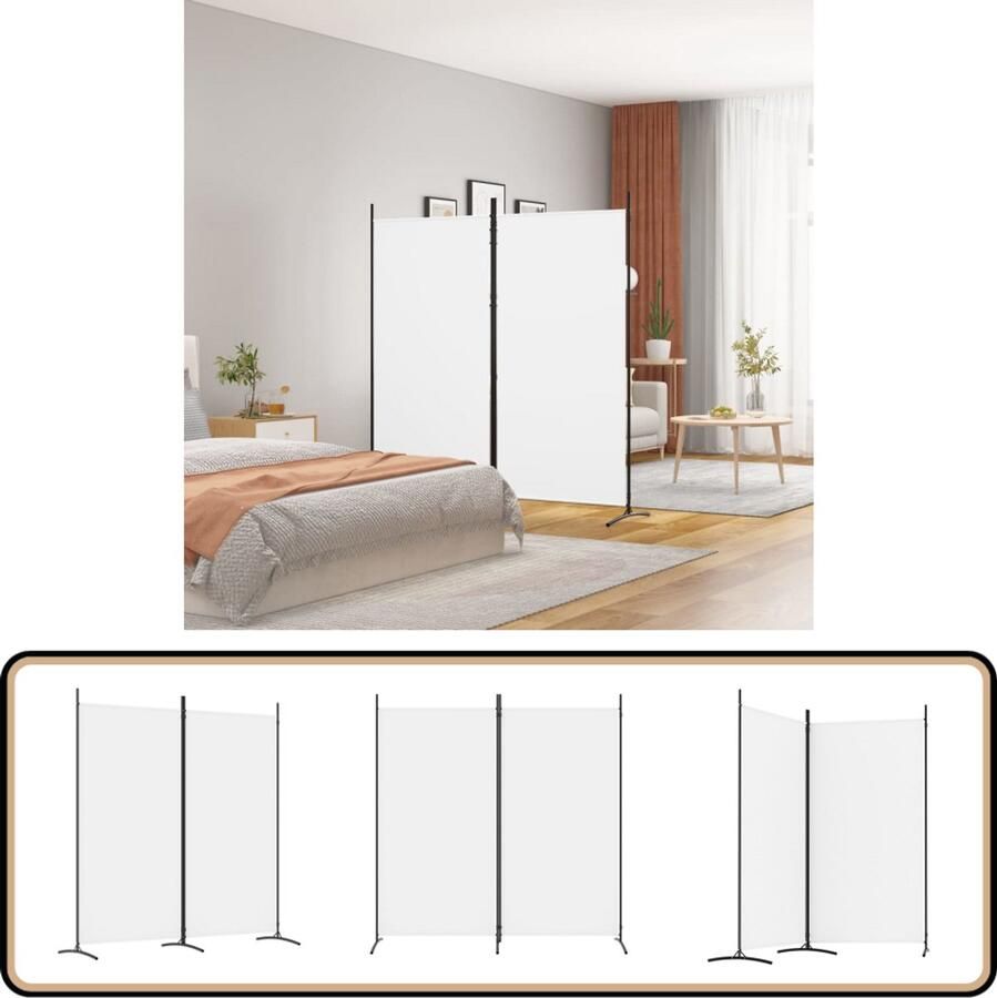 VidaXL Kamerscherm 2 Panelen 175x180 cm Wit Kamerscherm Wandafscheider Privacy Screen Stoffen Scherm Wit Scherm Vouwen Scherm Design Meubilair