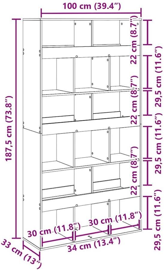 VidaXL Kamerscherm 2 stuks Zwart eiken 100x33x187 5 cm Bewerkt hout