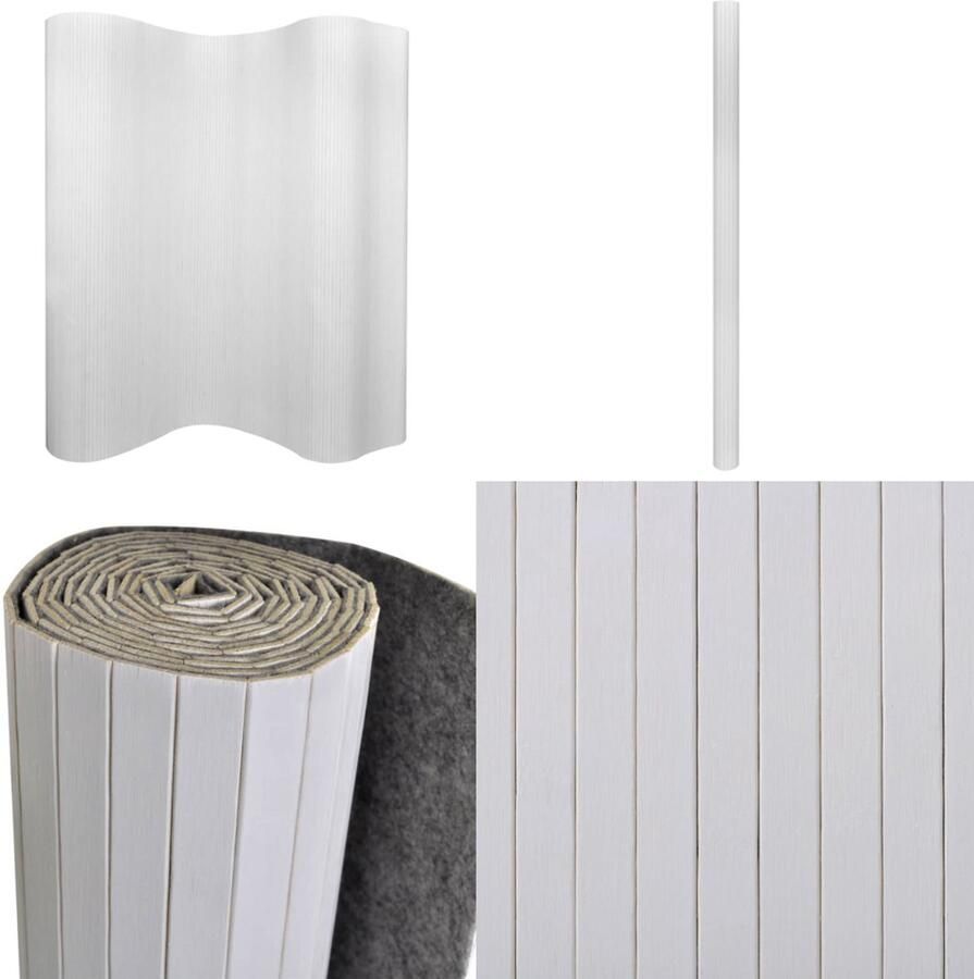 VidaXL Kamerscherm 250x165 cm bamboe wit Scheidingswand Scheidingswanden Ruimteverdeler Ruimteverdelers