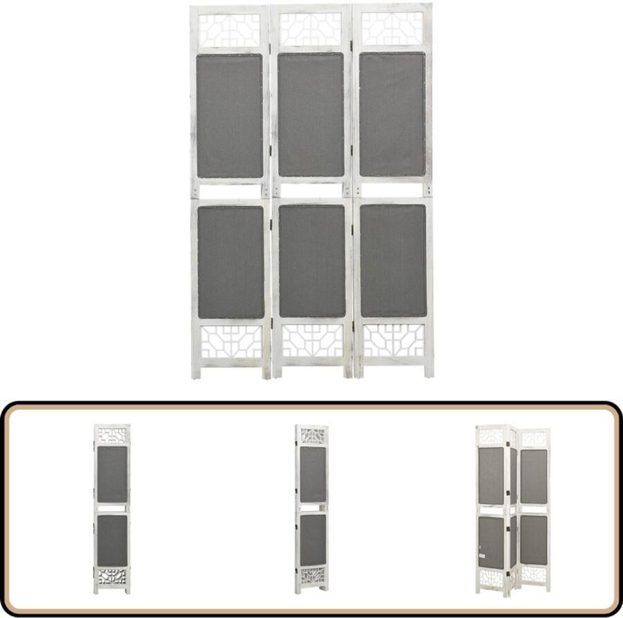 VidaXL Kamerscherm 3 panelen 105x165 cm Grijs Kamerscherm Privacyscherm Klapparens Wandafscheider Interieurdecoratie
