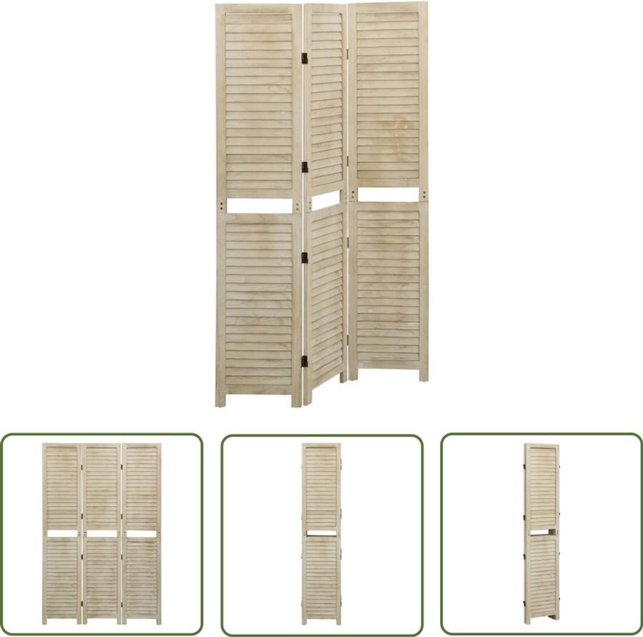 VidaXL Kamerscherm 3 panelen 105x165 cm Hout Kamerscherm Scheidingswand Vintage Paulownia Hout Houten Scherm Interieurdecoratie Slaapkamerscherm