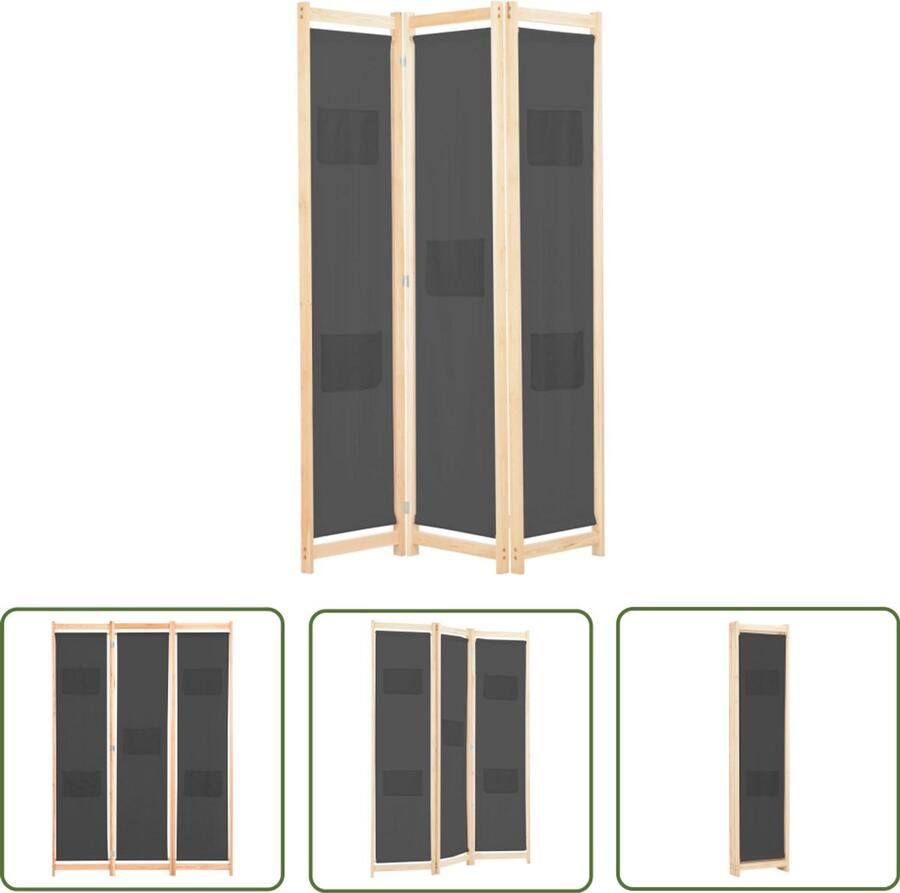 VidaXL Kamerscherm 3 panelen 120x170x4 cm Grijs Kamerscherm Scheidingswand Ruimteverdeler Privacy Screen Wandafscheider Woonaccessoires Interieuraccessoires Grijze Meubels Landelijke Stijl