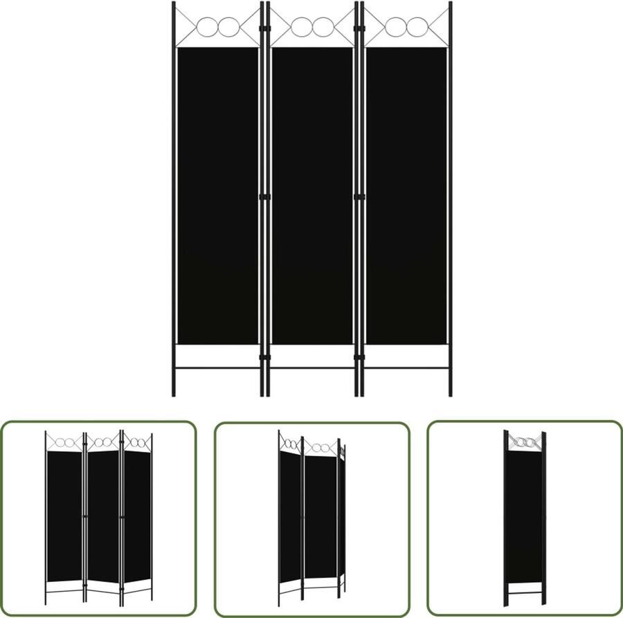 VidaXL Kamerscherm 3 Panelen 120x180 cm Zwart Kamerscherm Scheidingswand Paravent Privacy Screen Interieurdecoratie Woonaccessoires Zwarte Meubels Industrieel Design Multifunctioneel Meubel