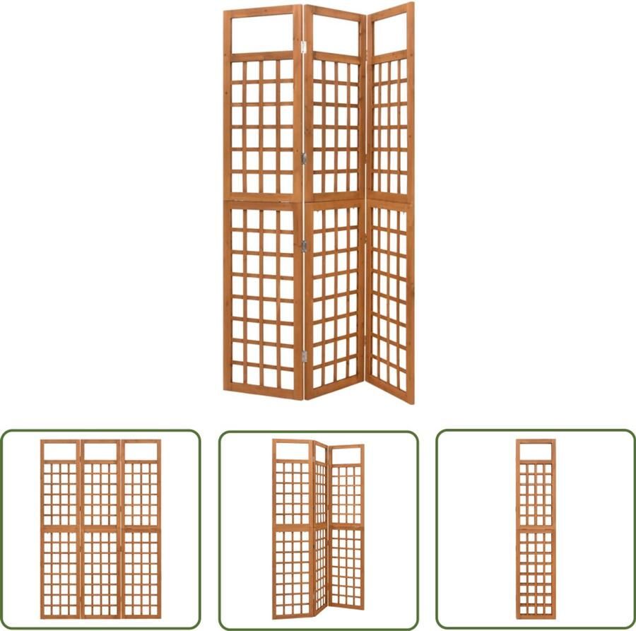 VidaXL Kamerscherm 3 Panelen 121x180 5 cm Vurenhout Kamerscherm Plantondersteuning Trellis Vurenhout Binnendecoratie Scheidingswand Privacy