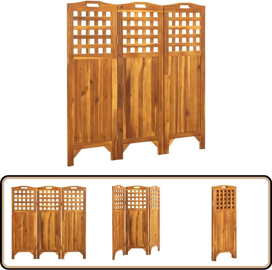 VidaXL Kamerscherm 3 panelen Acaciahout 121x120 cm Kamerscherm Houten Kamerscherm Acaciahout Inklapbare Scheidingswand Privacy Screen Interieurdecoratie Landelijke Stijl Buitenschildering Terras Decoratie