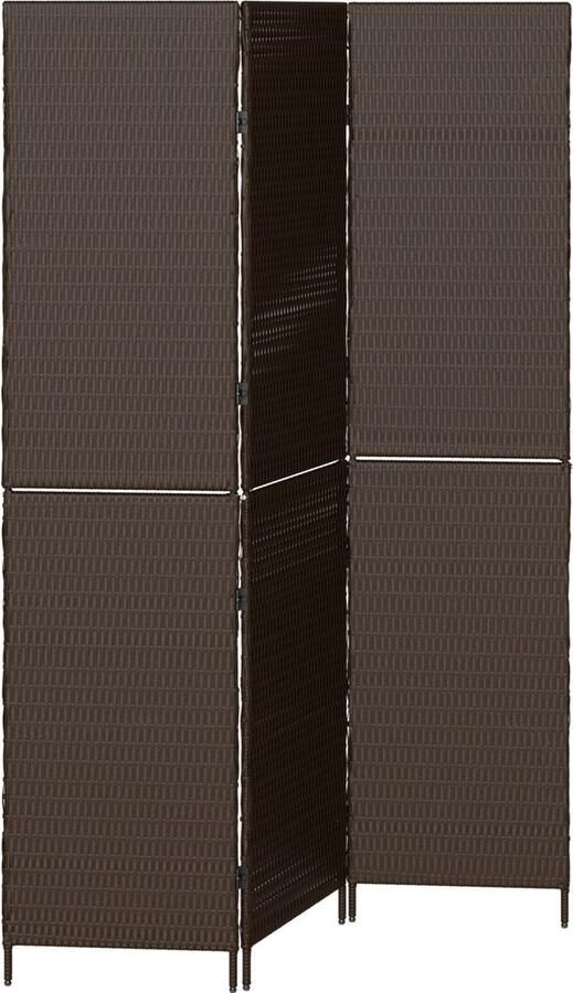 VidaXL Kamerscherm 3 Panelen Opvouwbaar Bruin 146x180 cm Poly Rattan