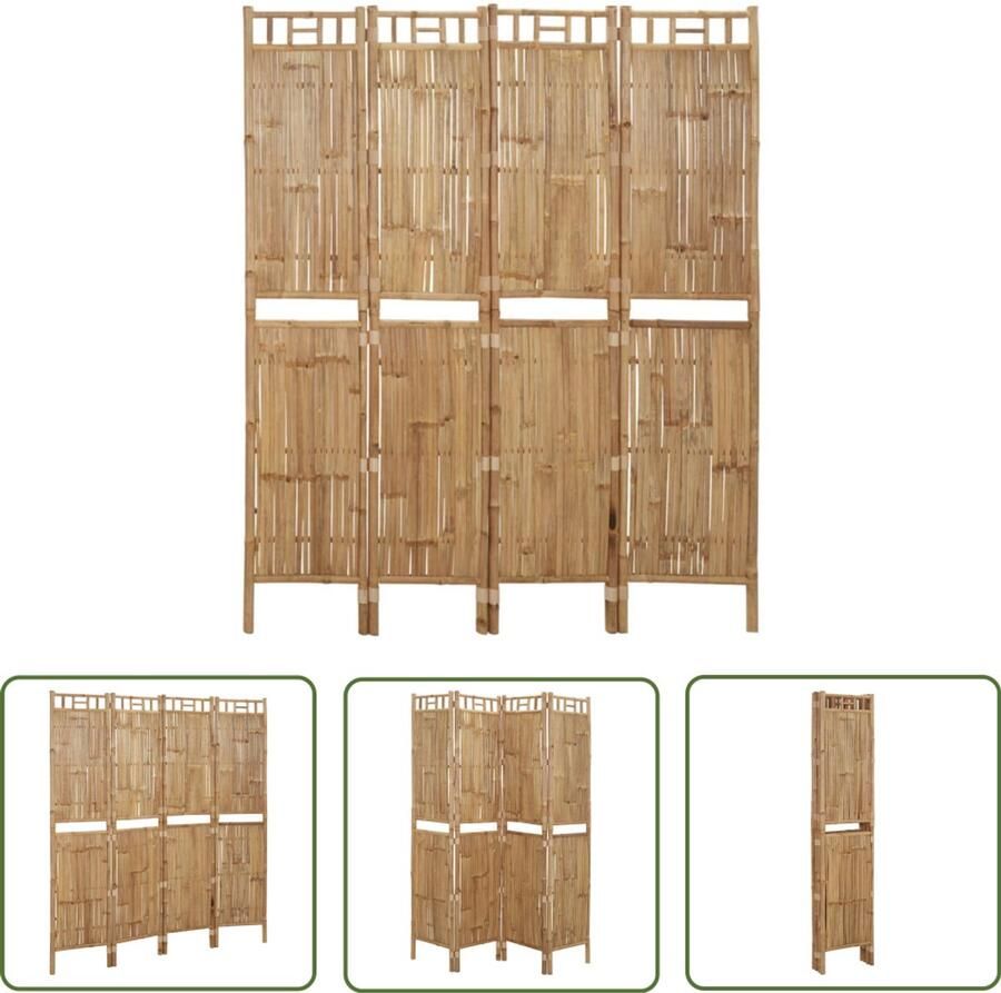 VidaXL Kamerscherm 4 Panelen 160x180 cm Bamboe Kamerscherm Bamboescherm Scheidingswand Ruimteverdeler Interieurbouw Woonaccessoires Trendig Design Praktische Oplossing Privacy Scherm