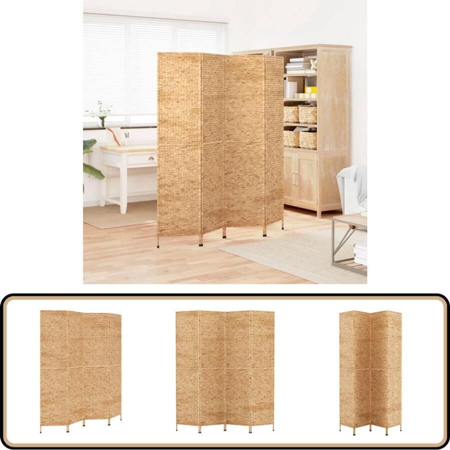 VidaXL Kamerscherm 4 Panelen 163x180 cm Waterhyacint Kamerscherm Waterhyacint Landelijke Stijl Privacy Screen Decoratieschirm
