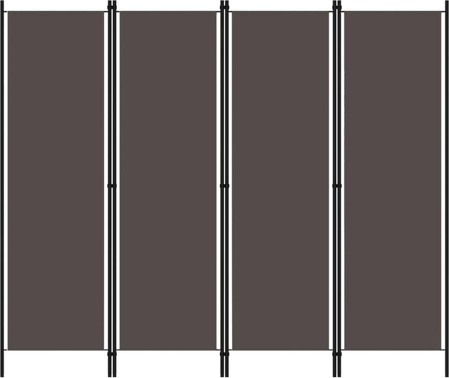 VidaXL Kamerscherm 4 panelen 200x180 cm Antraciet Ruimtescheider Scheidingswand Paravent Privacy Screen Woonaccessoires Interieuraccessoires Industrieel Design - Foto 2