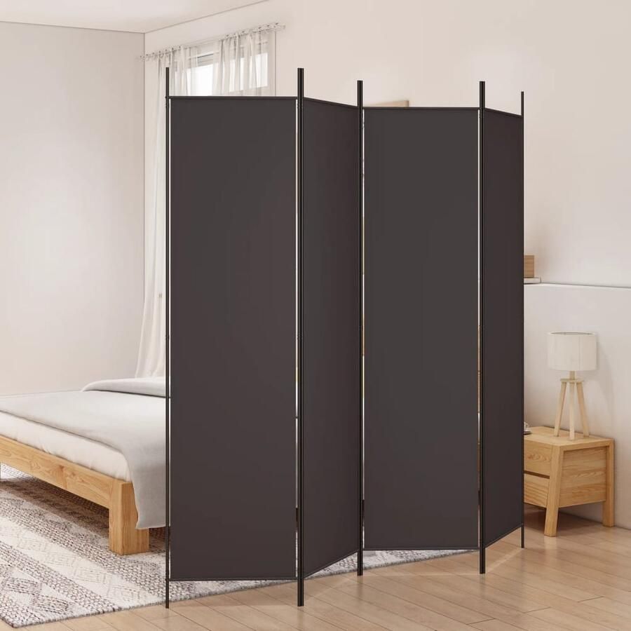 VidaXL Kamerscherm 4 panelen 200x200 cm Bruin Kamerscherm Scheidingswand Privacy Screen Bruine Kasten Interieurdecoratie Woonaccessoires - Foto 2