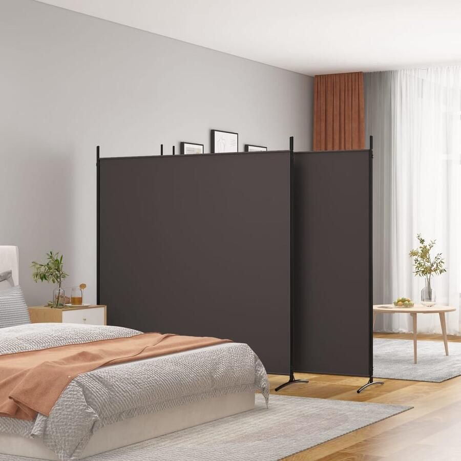 VidaXL Kamerscherm 4 panelen 698x180 cm Bruin Kamerscherm Scheidingswand Privacy Bruine Kleur Stoffen Kamerscherm Inklapbare Wand Multifunctioneel - Foto 2