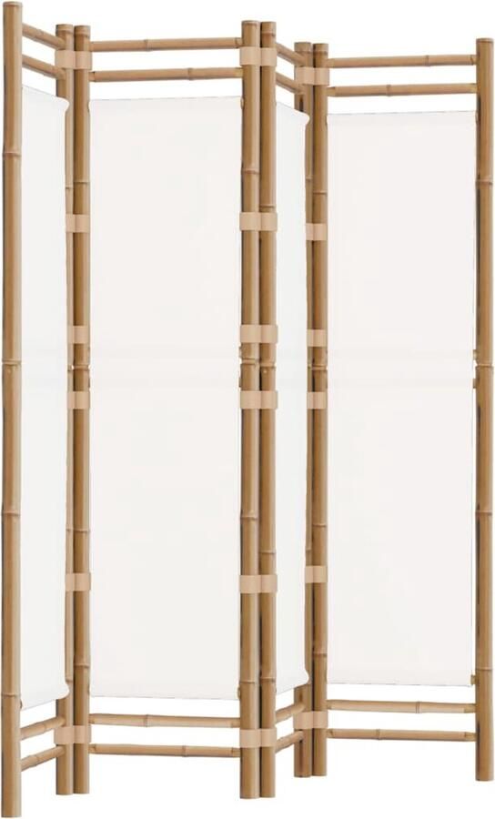 VidaXL -Kamerscherm-4-panelen-inklapbaar-160-cm-bamboe-en-canvas