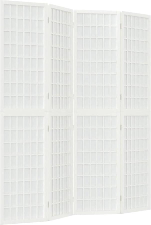 VidaXL Kamerscherm 4 panelen Japanse stijl Wit Kamerscherm Japans Kamer Scherm Privacy Screen Scheidingswand Houten Schermen Inklapbaar Scherm Interieurstijl Woonaccessoires Decoratief Scherm Sfeermaker Living Room Decoration - Foto 2