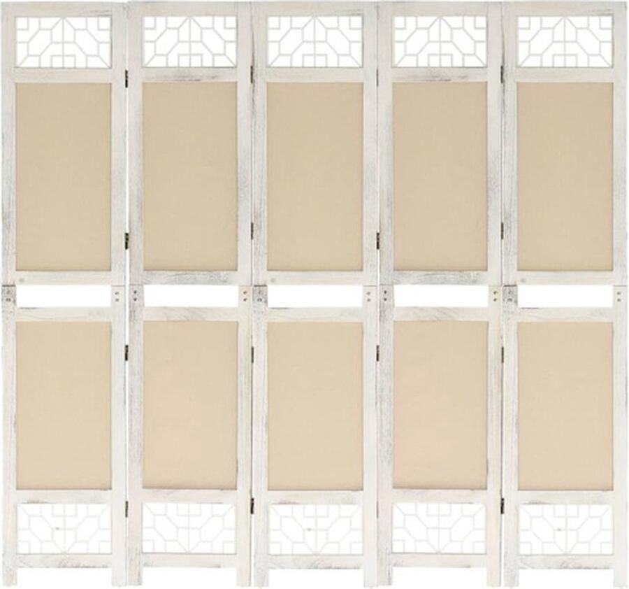 VidaXL Kamerscherm 5 Panelen 175x165 cm crème Kamerscherm Scheidingswand Privacy Screen Paravent Woonaccessoires Meubilair Livingroom Furniture Bedroom Furniture Cream Colored - Foto 2