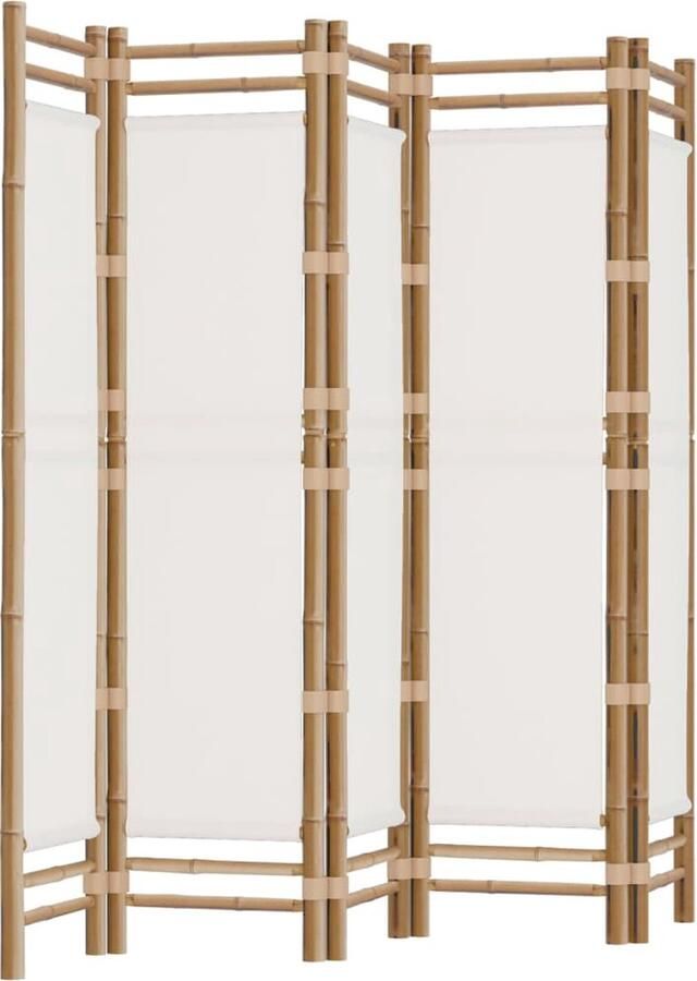 VidaXL -Kamerscherm-5-panelen-inklapbaar-200-cm-bamboe-en-canvas