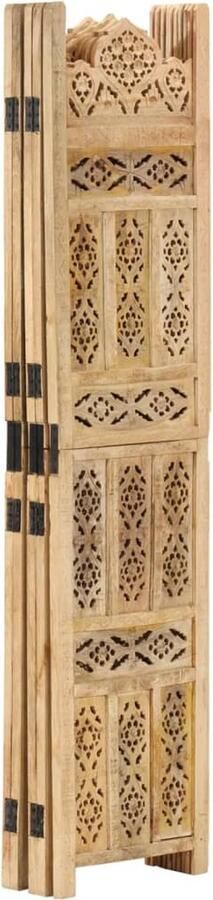 VidaXL Kamerscherm 5 panelen Mangohout 200x165 cm Kamerscherm Kamerv Deler Privacy Screen Houten Scherm Mangohout Vintage Classic Style Handgeschreven Decoratief Design - Foto 2