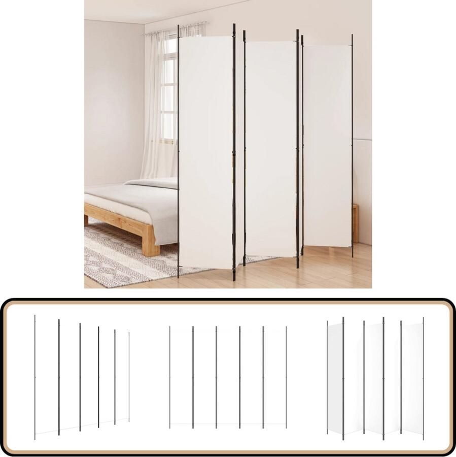 The Living Store Kamerscherm 5 Panelen 250 x 220 cm Wit Inklapbaar Kamerscherm Wandafscheider Privacy Screen Room Divider Meubilair