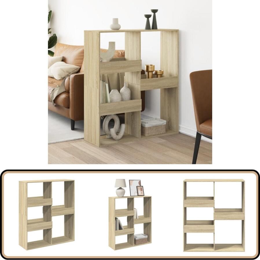 VidaXL Kamerscherm 5 schappen Sonoma eiken Hout Kamerscherm Kamerschermen Privacy Scherm Privacyscherm