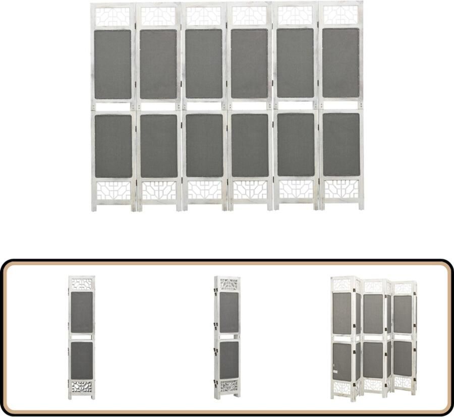 VidaXL Kamerscherm 6 Panelen 210x165 cm Grijs Kamerscherm Scheidingswand Privacy Screen Stoffen Kamerscherm Grijze Kamerscherm