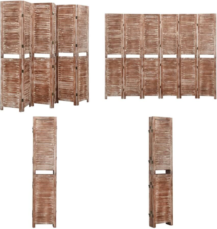 VidaXL Kamerscherm 6 panelen 210x165 cm massief paulowniahout bruin Kamerscherm Kamerschermen Scheidingswand Ruimteverdeler