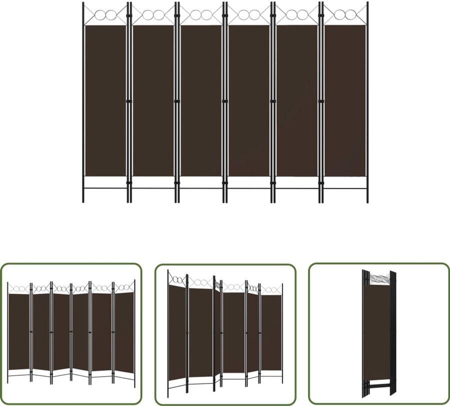 VidaXL Kamerscherm 6 panelen 240x180 cm Bruin Kamerscherm Scheidingswand Ruimtescheider Paravent Interieurdecoratie Bruine Meubels Privacy Screen Woonaccessoires Vintage Stijl Industrieel Design