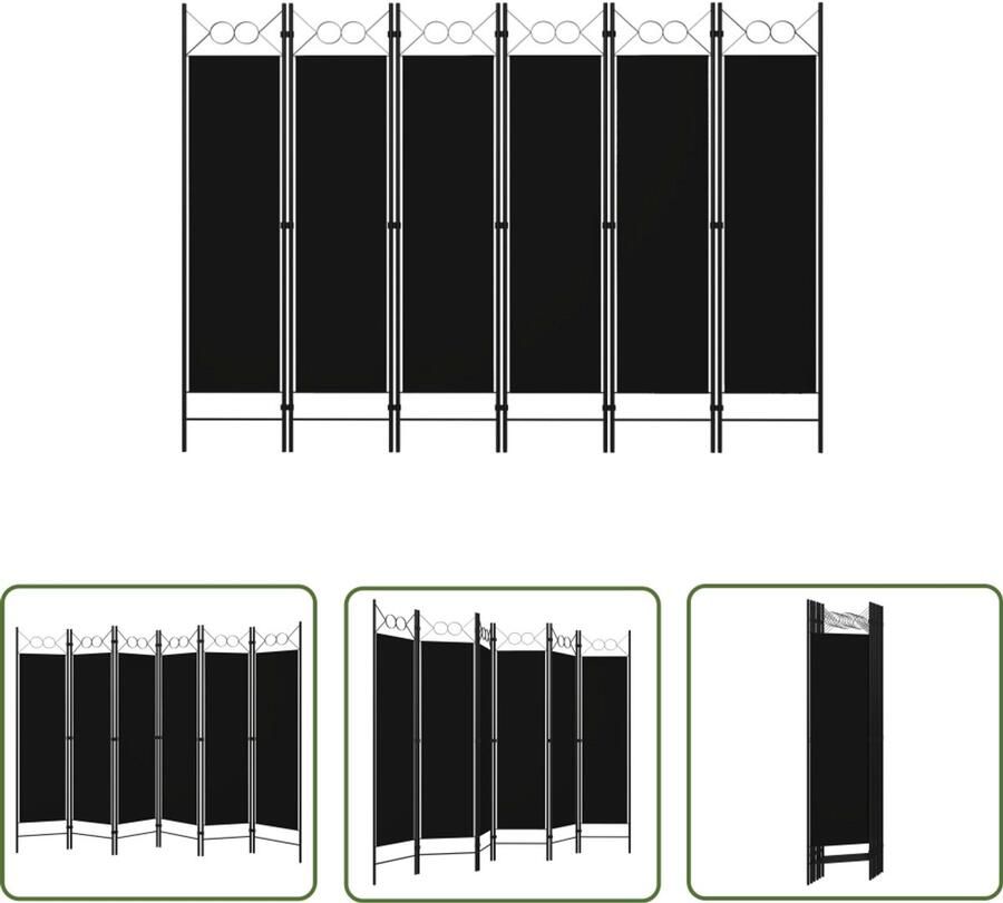 VidaXL Kamerscherm 6 panelen 240x180 cm Zwart Kamerscherm Scheidingswand Privacy Screen Interieurdecoratie Woonaccessoires Zwarte Meubels Industrieel Design Multifunctioneel Meubel